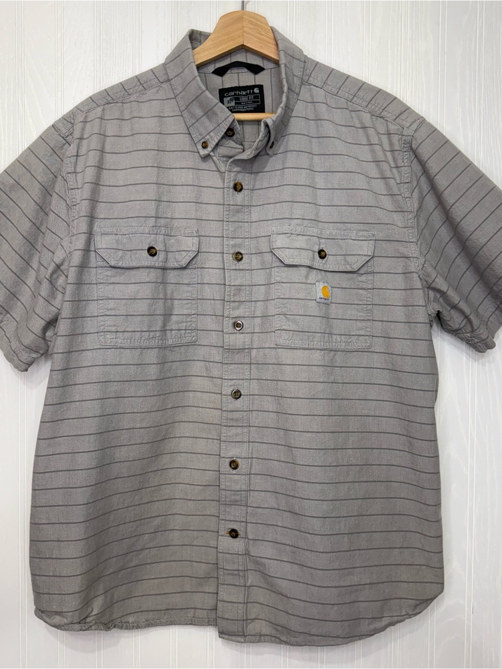 CARHARTT striped short sleeve button down loose fit shirt size XL
